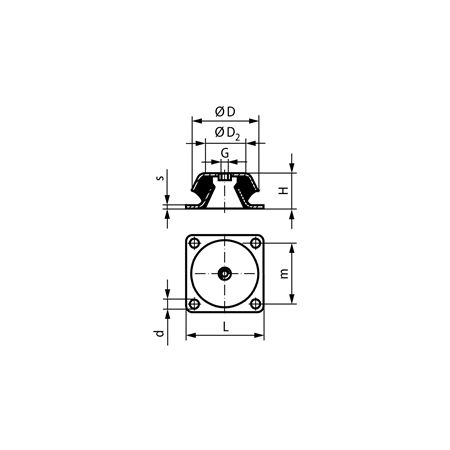 Madler - Machine mount not failsafe diameter 192mm height 70mm thread M20 square flange - 68599501