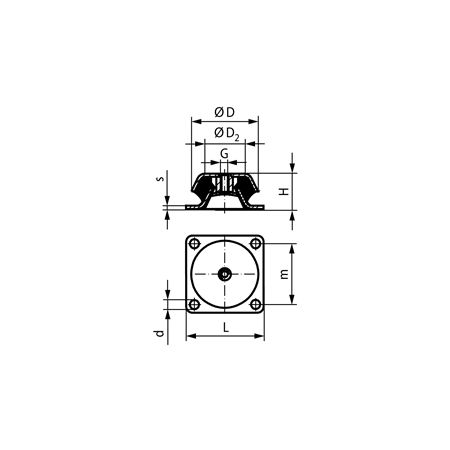 Madler - Machine mount failsafe diameter 192mm height 70mm thread M20 square flange - 68599500