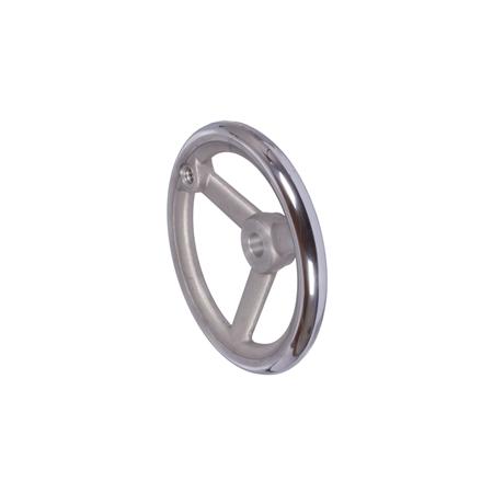 Madler - Spoked handwheel DIN 950 made of aluminium 3 spokes version N/G diameter 80mm with bore 10H7 and keyway with thread hole for machine handle - 67010801
