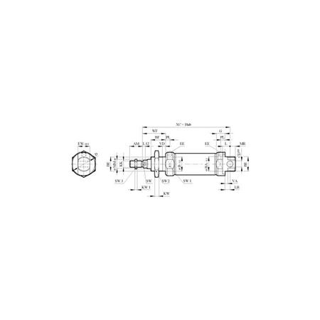 Madler - Double-acting round cylinder in accordance with ISO 6432 with magnetic piston, cylinder diameter 20mm, travel 160mm - 80520160