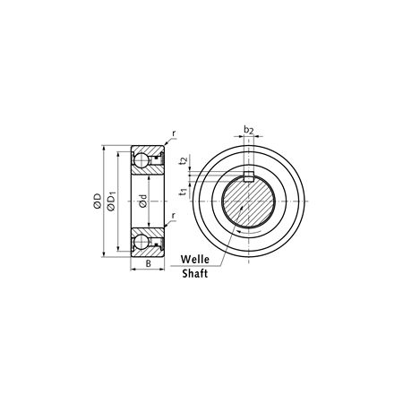 Madler - Ball bearing freewheel BB35-1K-K inner diameter 35mm outer diameter 72mm width 17mm with keyway at the inner ring - BB35-1K-K