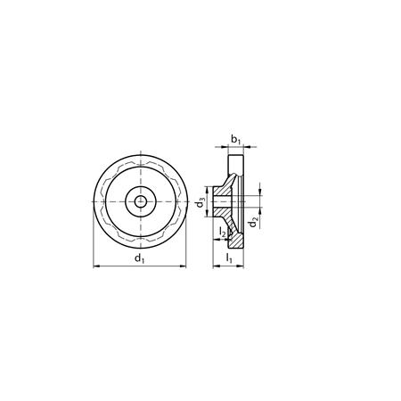 Madler - Solid-Disk handwheel 326 version N/A without handle diameter 160mm with bore 14H7 and keyway - 67080501