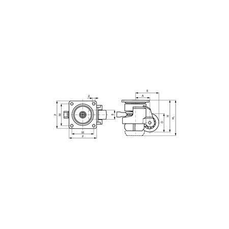 Madler - Lifting castor with plate ratchet adjustment swivel castor wheel Ø 75 - 77781075