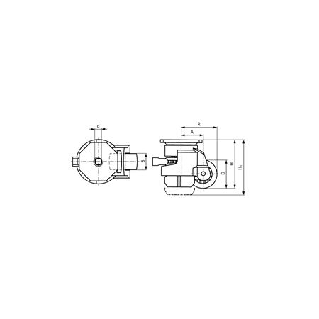 Madler - Lifting castor with hole ratchet adjustment swivel castor wheel Ø 75 - 77782075