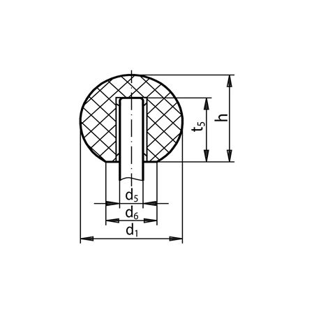 Madler - Ball knob DIN 319 PF version L made from plastic with tolerance ring ball diameter 25mm for shaft diameter 6mm - 66422500