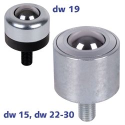 Ball Transfer Units 376, plain fit, with Threaded Stud