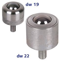Ball Transfer Units 377, plain fit, with Threaded Stud, Stainless