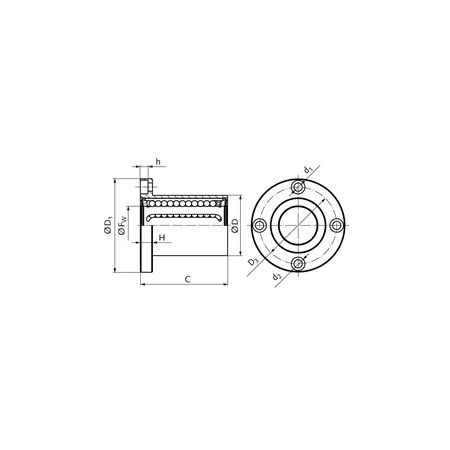 Madler - Linear ball bearing KB-ST-F with round flange sealed on both sides for shaft Ø 16mm short version - 64601606F