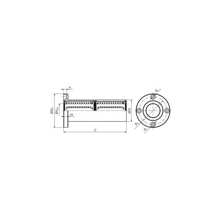Madler - Tandem linear ball bearing KBT-ST-FL with round flange sealed on both sides for shaft Ø 16mm long version - 64601606FL