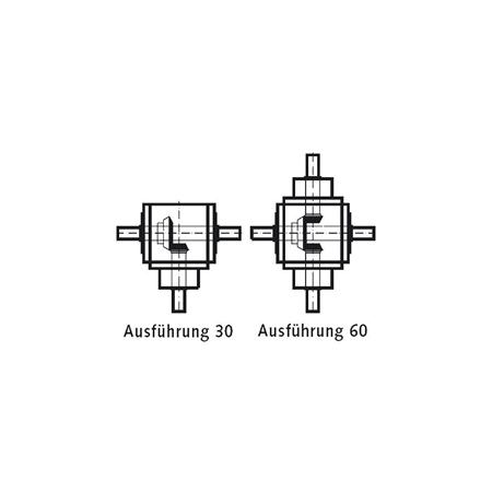 Madler - Miniature Bevel gearbox MKU, type L, size 045, type 60, gear ratio 3:1 - 41204563