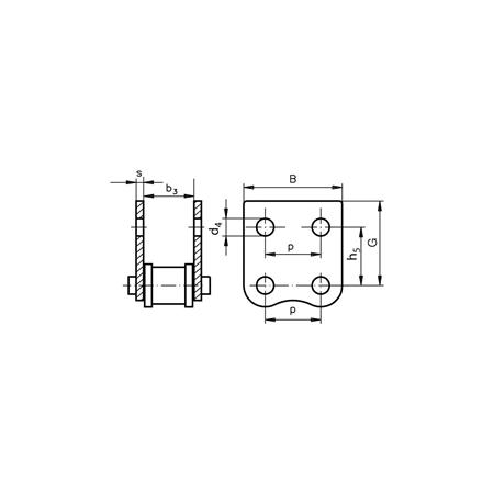Madler - Chain connecting link type 11 / E with straight attachments 06 B-1-M2 attachments wide version on both sides stainless steel 1.4301 - 10199352