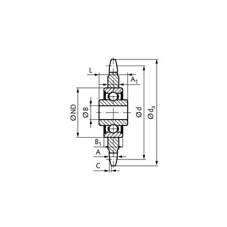 Madler - Chain tensioning wheel KSP 10 B-1 5/8x3/8