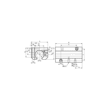 Madler - Tandem linear bearing unit KGT-3-O ISO series 3 Economy-Line with linear ball bearings with angular compensation with seals for shaft Ø 12mm open design - 64681203