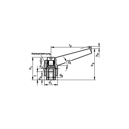 Madler - Adjustable clamping lever 120 version N internal thread M8 length l2=74mm - 66570900