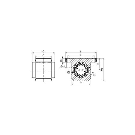 Madler - Linear bearing unit KG-3-K ISO series 3 with self-aligning linear ball bearing with seals for shaft Ø 12mm - 64671204