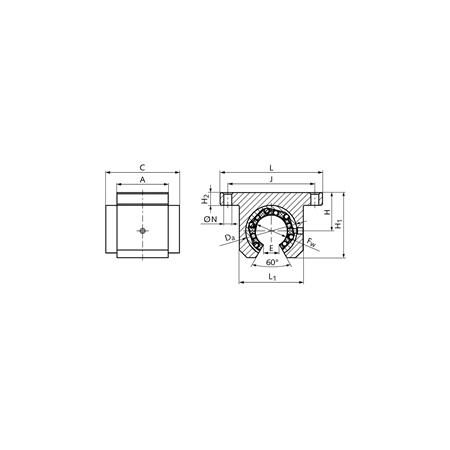 Madler - Linear bearing unit KG-3-KO ISO series 3 with self-aligning linear ball bearing with seals for shaft Ø 20mm open design - 64672005