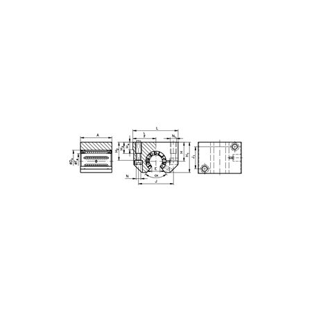 Madler - Open linear bearing unit KG-3-O ISO series 3 with open linear ball bearing with angular compensation with double rubber seal for shaft Ø 20mm - 64672001