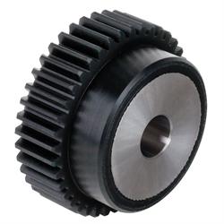 Spur Gears, Plastic PA 12 G black with Stainless Steel Core, Module 4