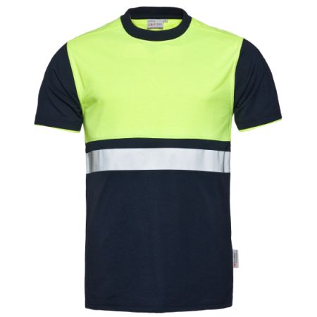 Santino Hannover T-shirt fluo geel-marineblauw. Maat:  S |  2.60.059.03