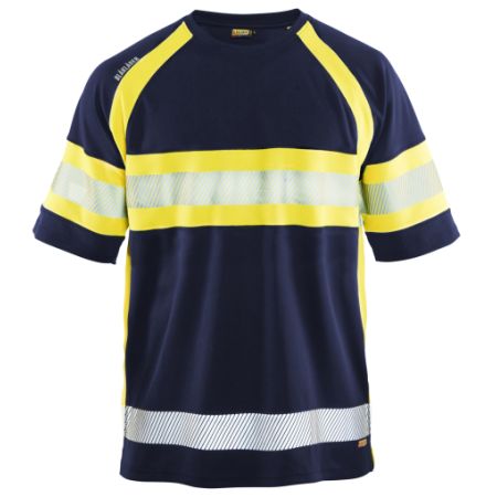 Blaklader 3337 T-shirt marineblauw-fluo geel. Maat:  XS |  2.80.916.02