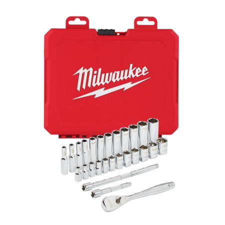 Milwaukee  Ratel en- doppensets | 1/4 Drive 28 pc Ratchet + Socket Set Metric | 4932464943