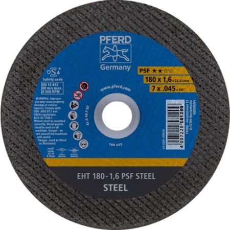 Doorslijpschijf PSF steel D180x1,6mm recht staal gat 22,23 mm PFERD | IP.4000843071