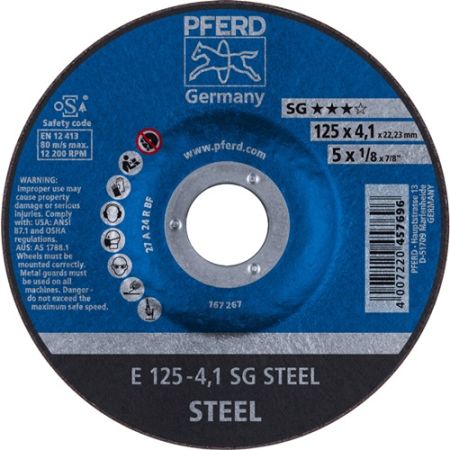 Afbraamschijf SG steel D125xS4,1mm gebogen staal gat 22,23 mm PFERD | IP.4000842014