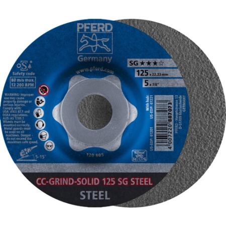 Afbraamschijf CC-GRIND-SOLID SG steel D125x5 mm gebogen staal gat d. 22,23 mm PFERD | IP.4000843429