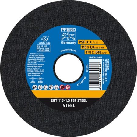 Doorslijpschijf PSF steel D115x1mm recht staal gat 22,23 mm PFERD | IP.4000841280