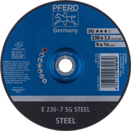 Afbraamschijf SG steel D230xS7,2mm gebogen staal gat 22,23 mm PFERD | IP.4000842715