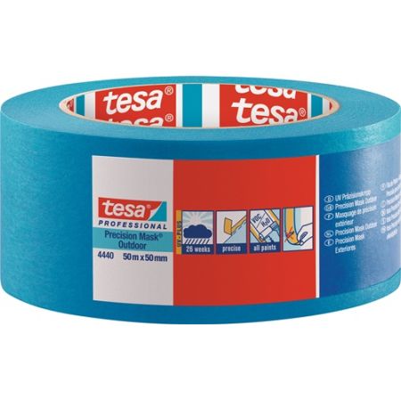 Precisiecrêpe 4440 buiten UV PLUS glad blauw lengte 50 m breedte 50 mm wiel TESA | IP.4000309044