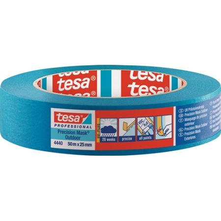 Precisiecrêpe 4440 buiten UV PLUS glad blauw lengte 50 m breedte 25 mm wiel TESA | IP.4000309041