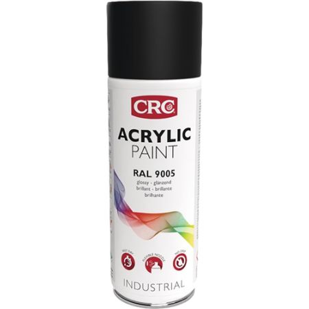 Kleurbeschermende lakspray ACRYLIC PAINT diepzwart glänzend RAL 9005 400 ml 400 ml spuitbus CRC | IP.4000349216
