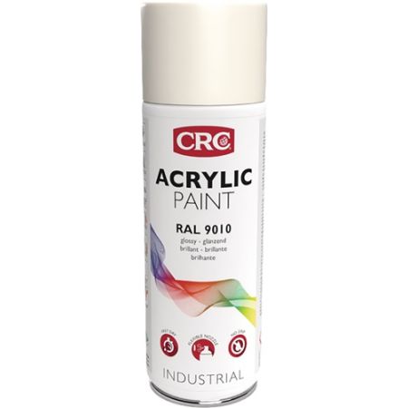 Kleurbeschermende lakspray ACRYLIC PAINT zuiver wit glänzend RAL 9010 400 ml 400 ml spuitbus CRC | IP.4000349218