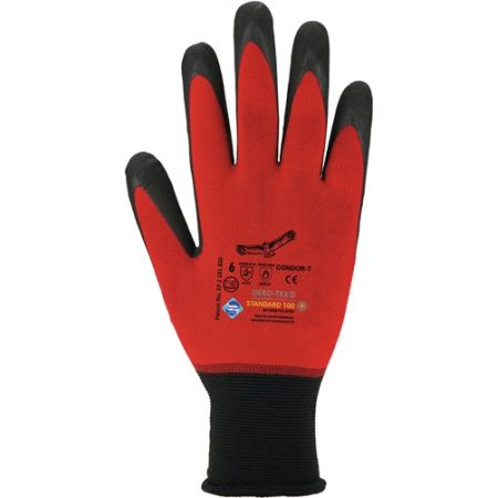 Handschoen Condor maat 10 rood/zwart 98 % polyamide/2 % elastan met nitrilmic EN 388 EN 407 PSA-categorie II ASATEX | IP.4000371005