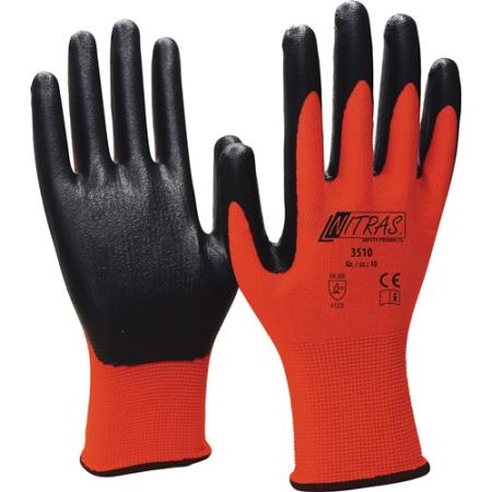 Handschoen nitril foam maat 9 rood/zwart Nylon met nitrilschuim EN 388 PSA-categorie II NITRAS | IP.4000371245