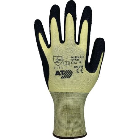 Handschoen maat 7 geel/zwart EN 388 PSA-categorie II nylon met natuurlatex ASATEX | IP.4000371261