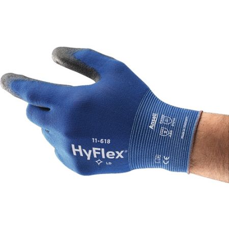 Handschoen HyFlex® 11-618 maat 8 blauw/zwart EN 388 PSA-categorie II nylon m. polyurethaan ANSELL | IP.4000371334