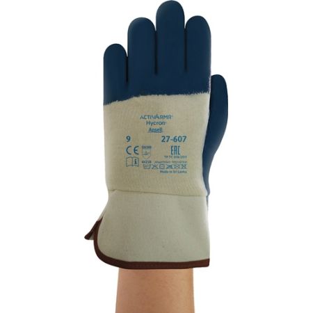 Handschoen ActivArmr® Hycron® 27-607 maat 10 wit/blauw BW-jersey m.nitril EN 388 PSA-categorie II ANSELL | IP.4000371350