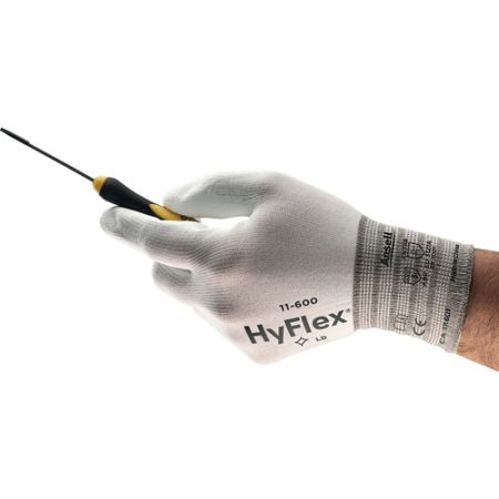 Handschoen HyFlex 11-600 maat 7 wit EN 388 PSA-categorie II nylon met polyurethaan ANSELL | IP.4000371388