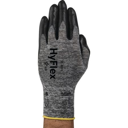 Handschoen HyFlex 11-801 maat 9 grijs/zwart EN 388 PSA-categorie II nylon met nitrilschuim ANSELL | IP.4000371467