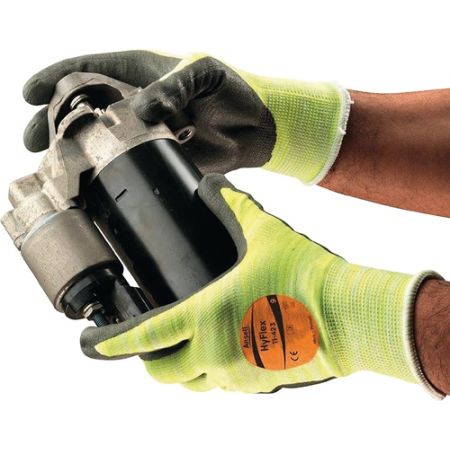 Handschoen HyFlex® 11-423 maat 10 grijs/lichtgeel EN 388, EN 407 PSA-categorie III breisel met polyurethaan / nitril ANSELL | IP.4000371480