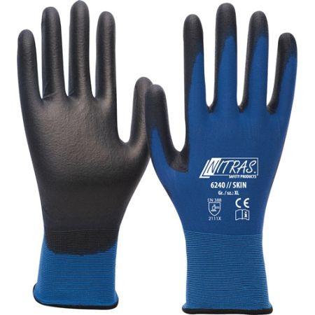 Handschoen Skin maat 10 blauw/zwart EN 388 PSA-categorie II EN 388 NITRAS | IP.4000371541