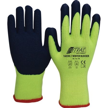 Koudebestendige handschoen Winter Blocker maat 9 geel/blauw EN 388, EN 511 PSA-categorie II katoen-badstofweefsel NITRAS | IP.4000371550