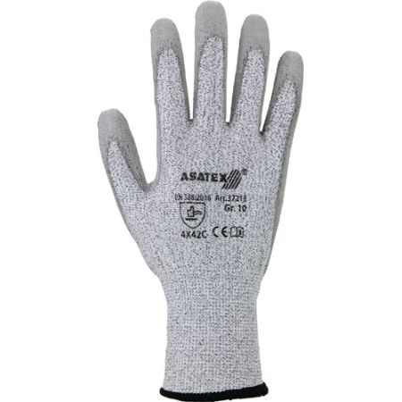 Snijbestendige handschoen maat 9 grijs/grijs EN 388 PSA-categorie II HDPe / nylon / elastan / glasvezel m.PU 10 paar ASATEX | IP.4000371585