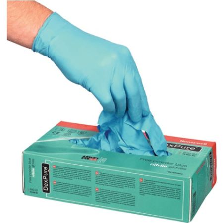 Wegwerphandschoen Dexpure 800-81 maat L blauw nitril EN 374-2 PSA-categorie III 100 stuks / box HONEYWELL | IP.4000371854