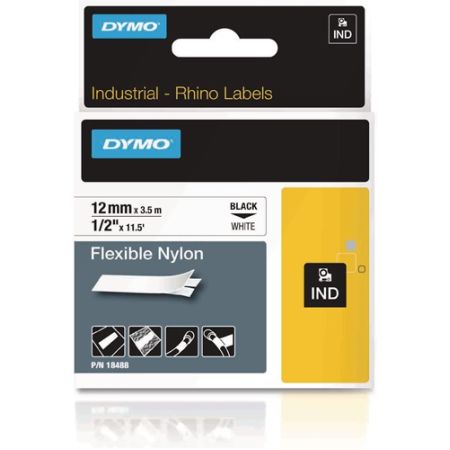 Labeltape bandbreedte 12 mm bandlengte 5,5 m vinyltape zwart op wit DYMO | IP.4000871912