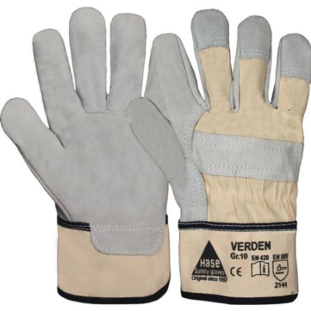Handschoen Verden maat 10 grijs/natuur rundsplitleer EN 388 PSA-categorie II HASE | IP.4300700000