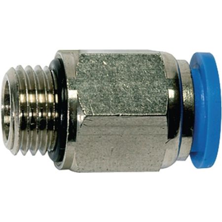 Rechte steekschroefverbinding blauwe serie buitenschroefdraad G 1/4 inch SW 12 mm met O-ring buitenzeskant cilindrisch 6 mm 4 mm RIEGLER | IP.4163000400