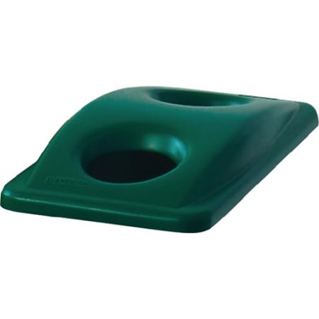 Deksel polyethyleen groen B290xD520 mm geschikt voor recyclingcontainer 60/87 l voor flesinworp RUBBERMAID | IP.9000468563